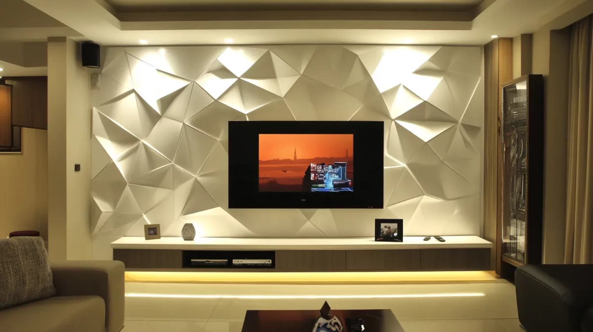 geometric tv wall unit design