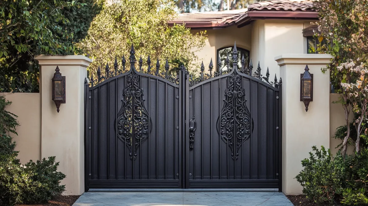 gothic revival themed iron gate design