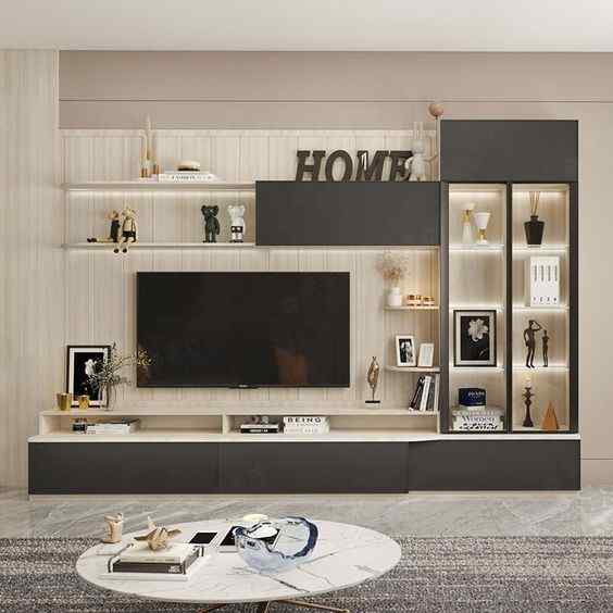 hall design for white and wood contrast unit