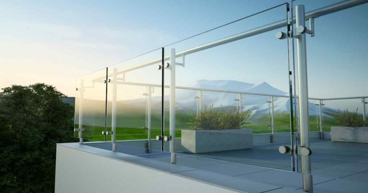 minimalist lines steel railing design with glass for roof