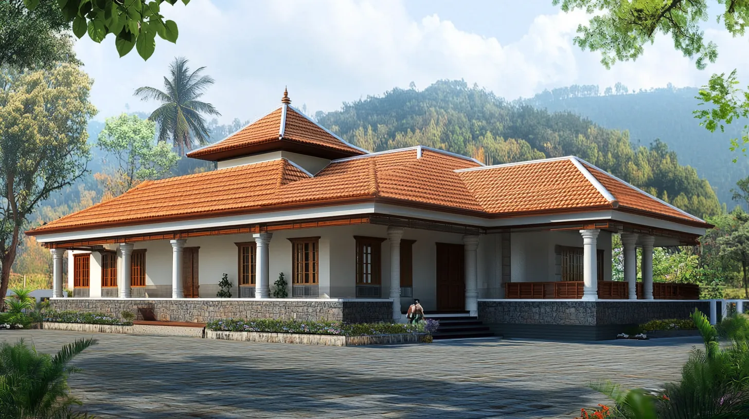 minimalist yet modern single floor house front design of village