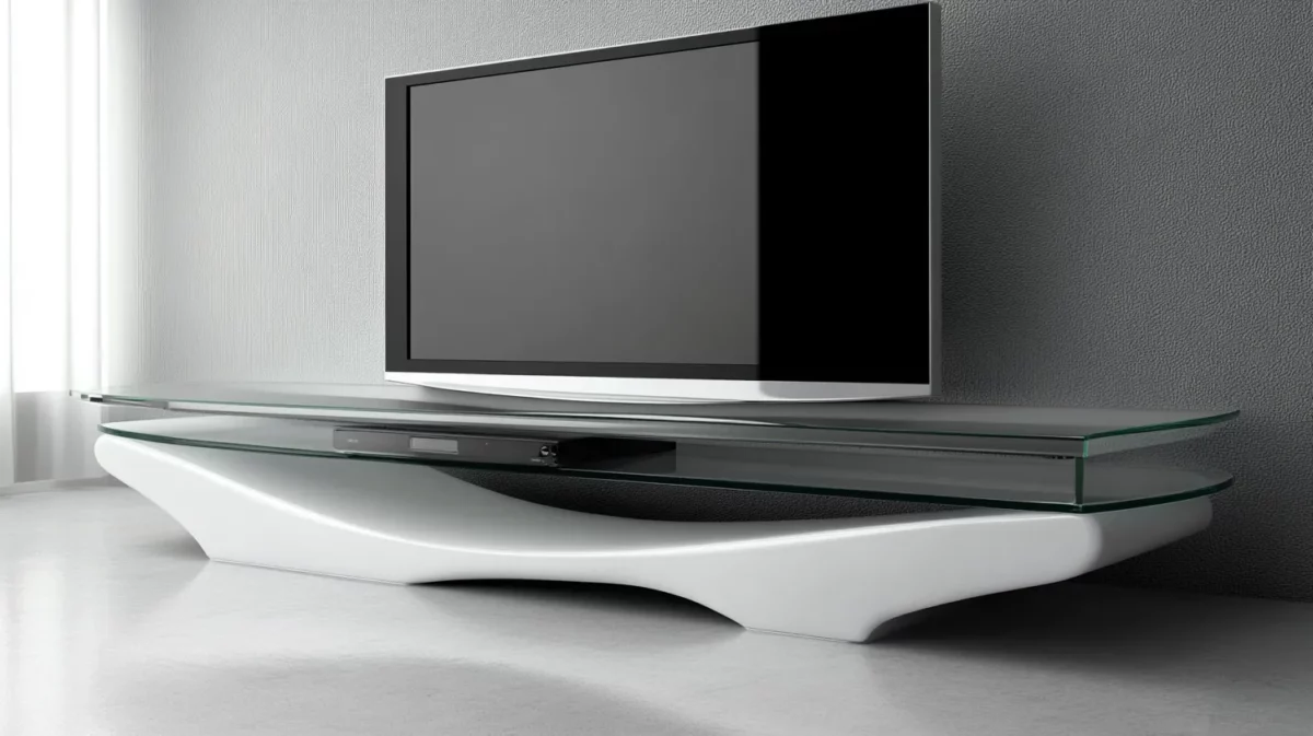 modern glass bedroom tv unit