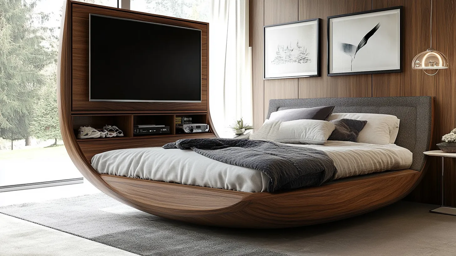 swivel tv unit design for bedroom