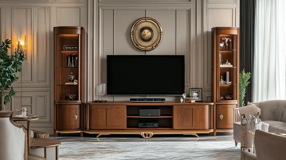 transitional style tv unit design