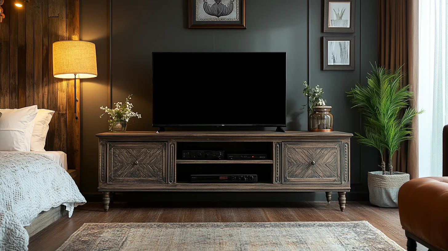 vintage style tv unit design for bedroom