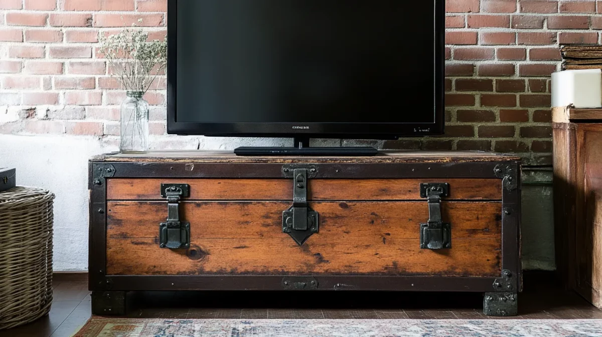 vintage trunk tv stand unit design