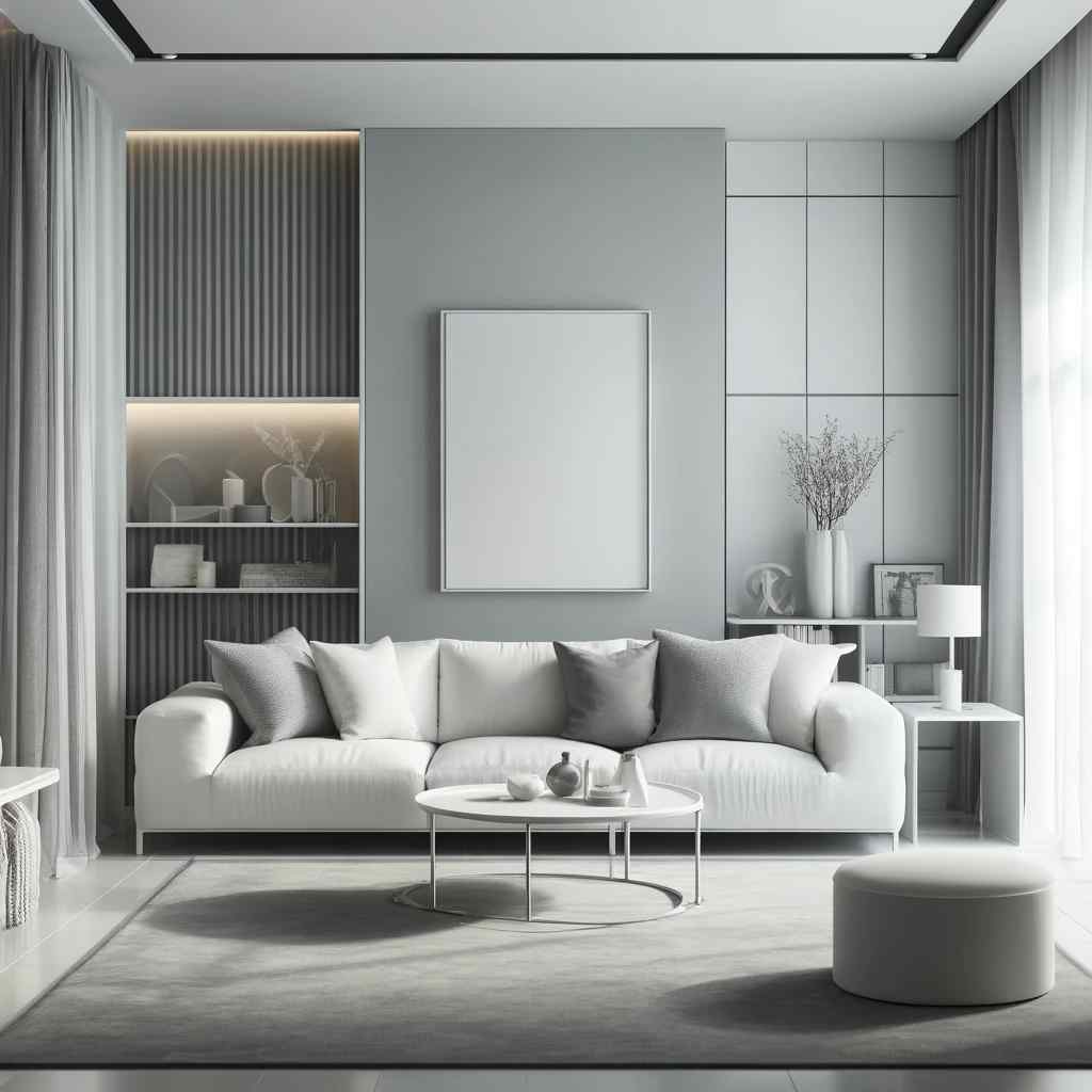 white and grey colour combination for room