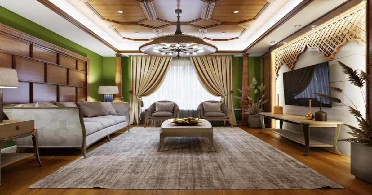 wood and green colour combination wooden false ceiling