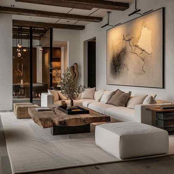 wood elements interior design for living room