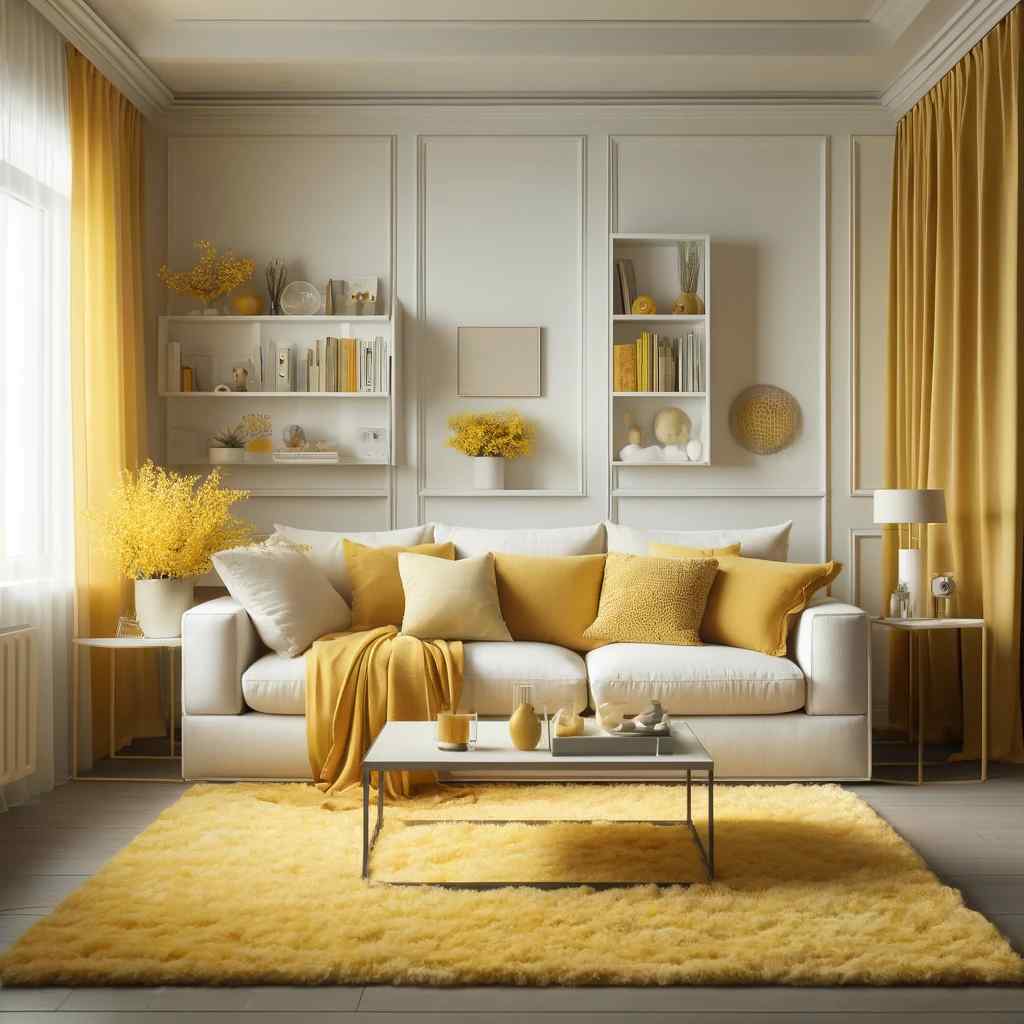 yellow and off white colour combination for bedroom