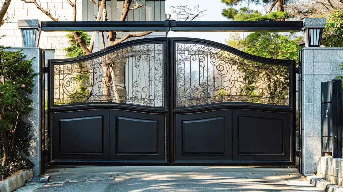 Black home main gate colour with a metallic touch