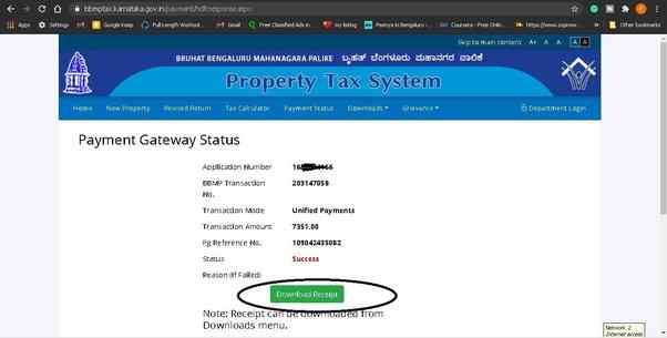 bbmp property tax payment status