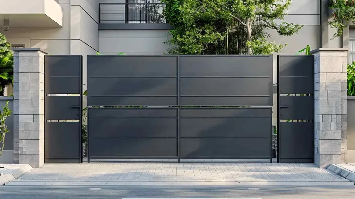 Grey and Metal Main Gate Colour Combination