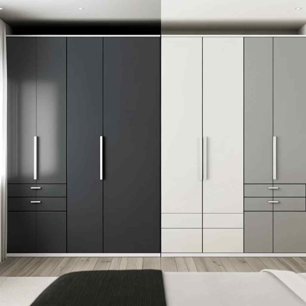 charcoal and light grey modern two colour combination wardrobe design