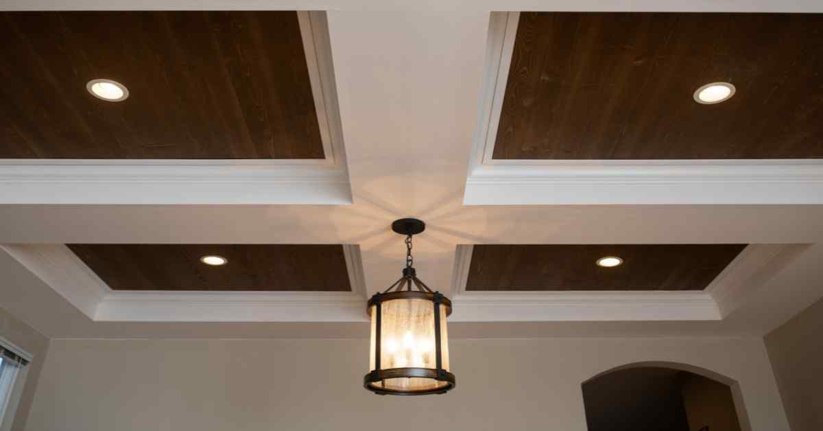 classic coffered ceiling with warm lights