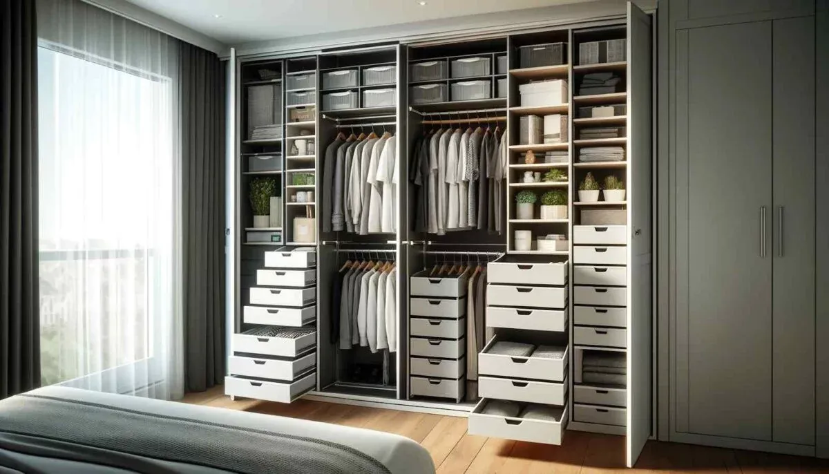 customisable drawer organisation for 2 door sliding wardrobe