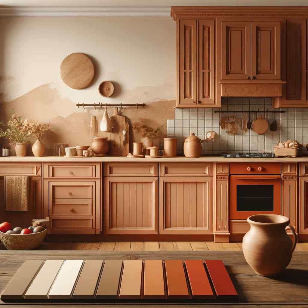 earthy terracotta and desert sand kitchen sunmica colour combination