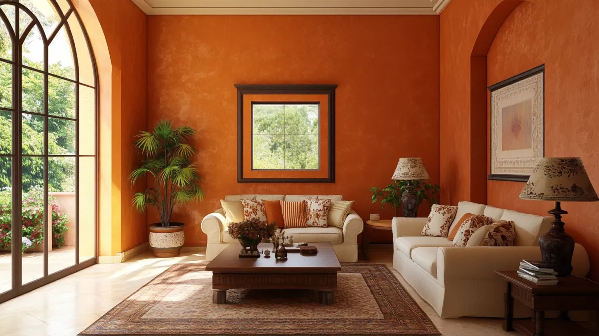 earthy terracotta wall painting design