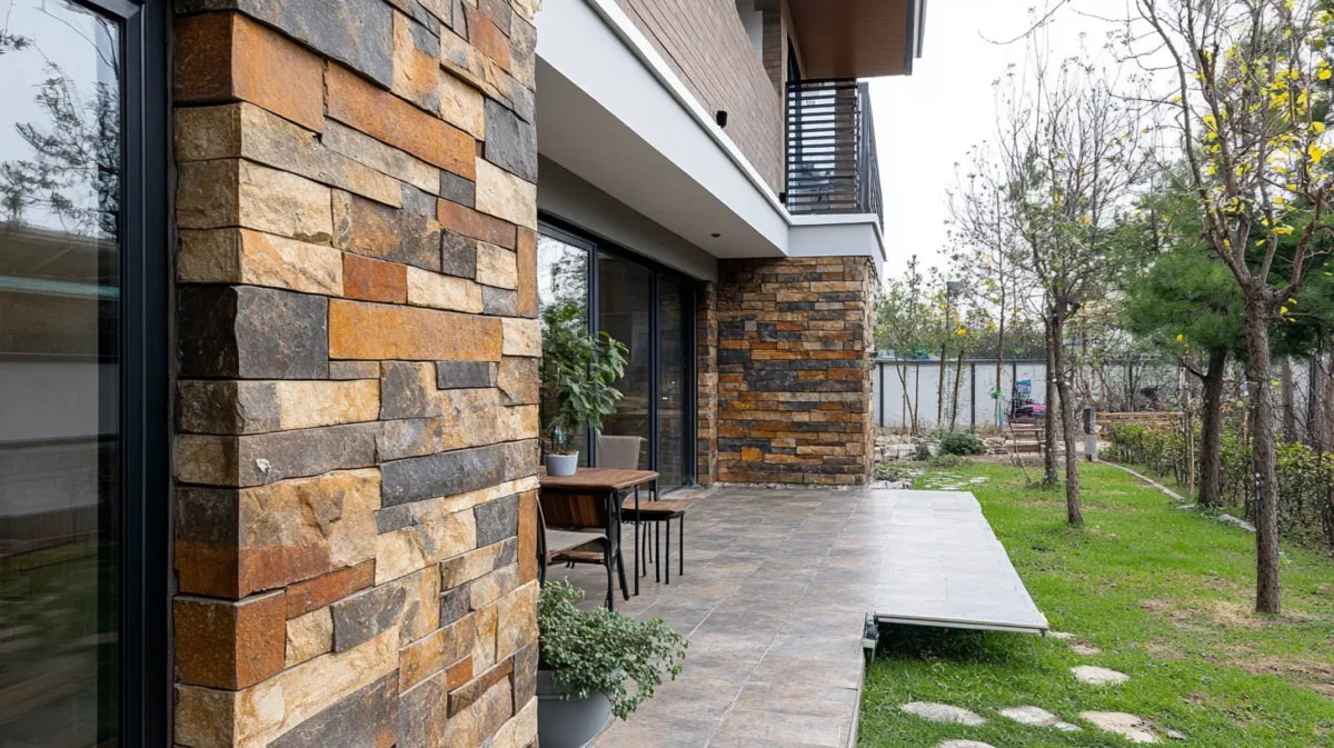 exterior wall tiles with western stacking pattern