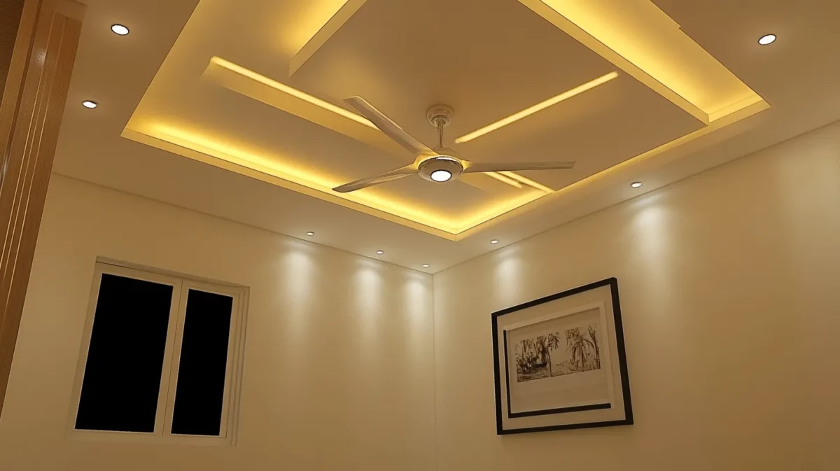 false ceiling design for drawing room with fan