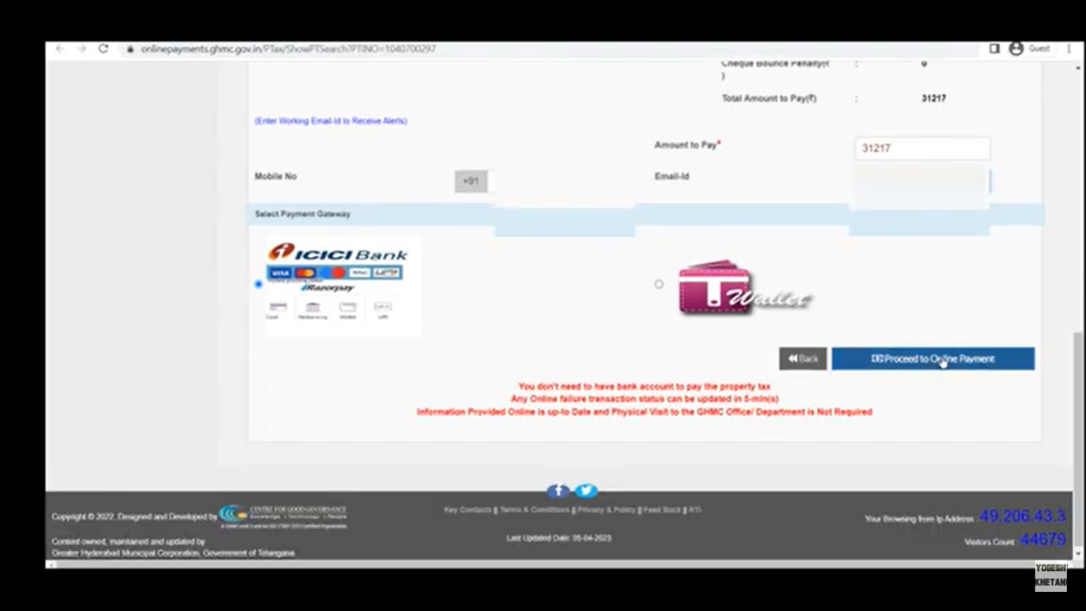 ghmc property tax online payments payment gateway
