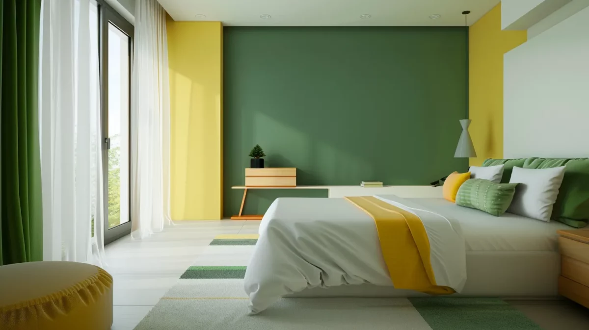 green and yellow bedroom paint colour