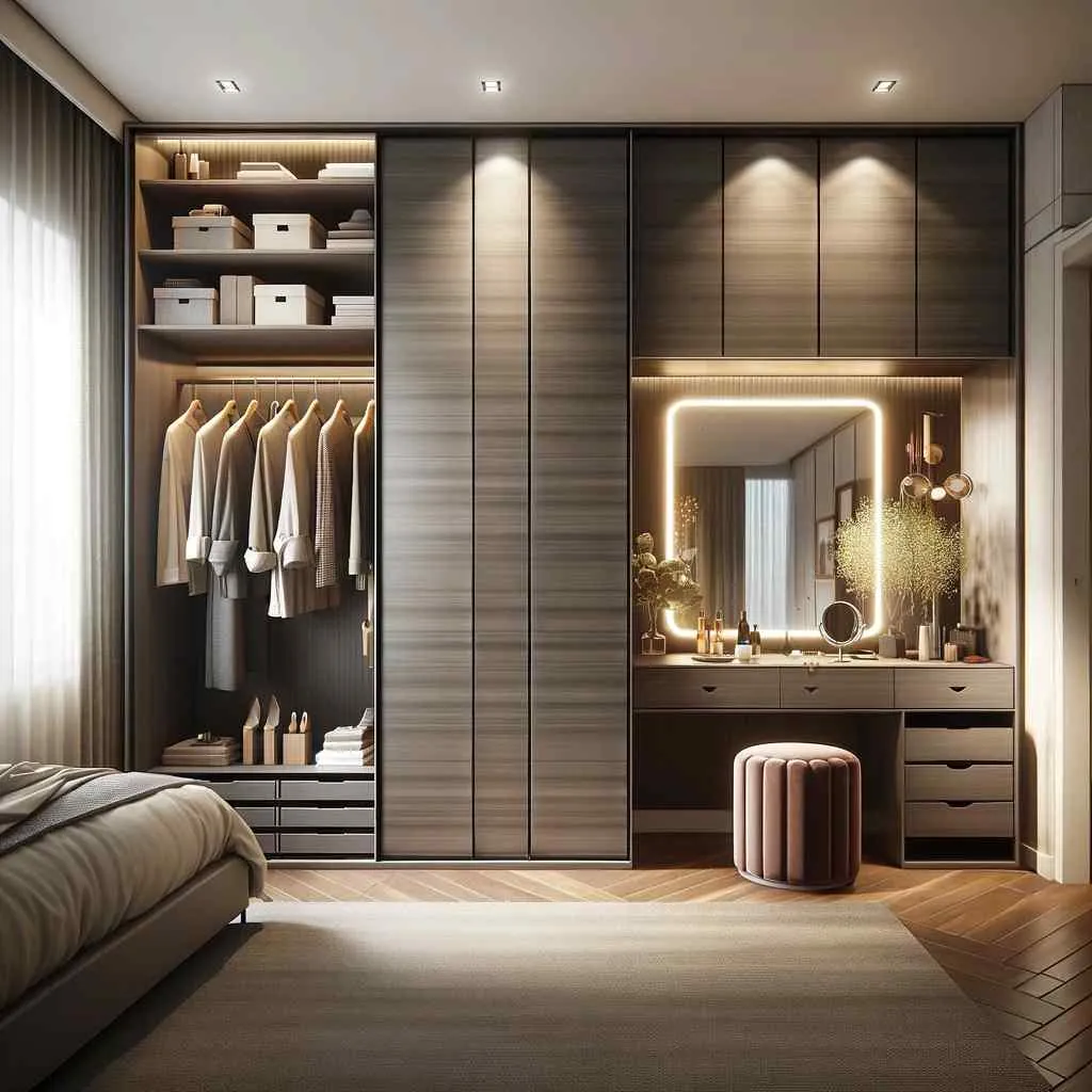 integrated dressing space for 2 door sliding wardrobe