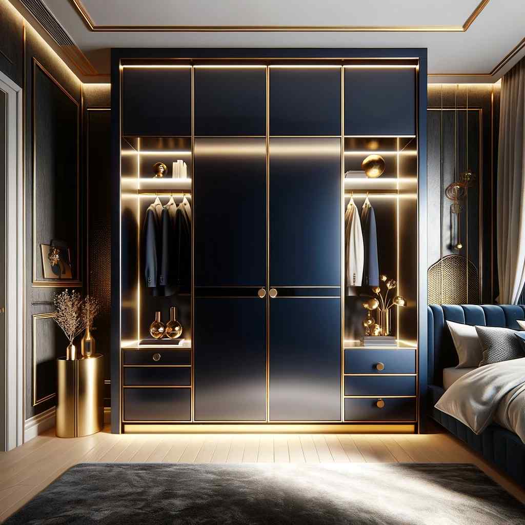 midnight and gold glamour wardrobe design