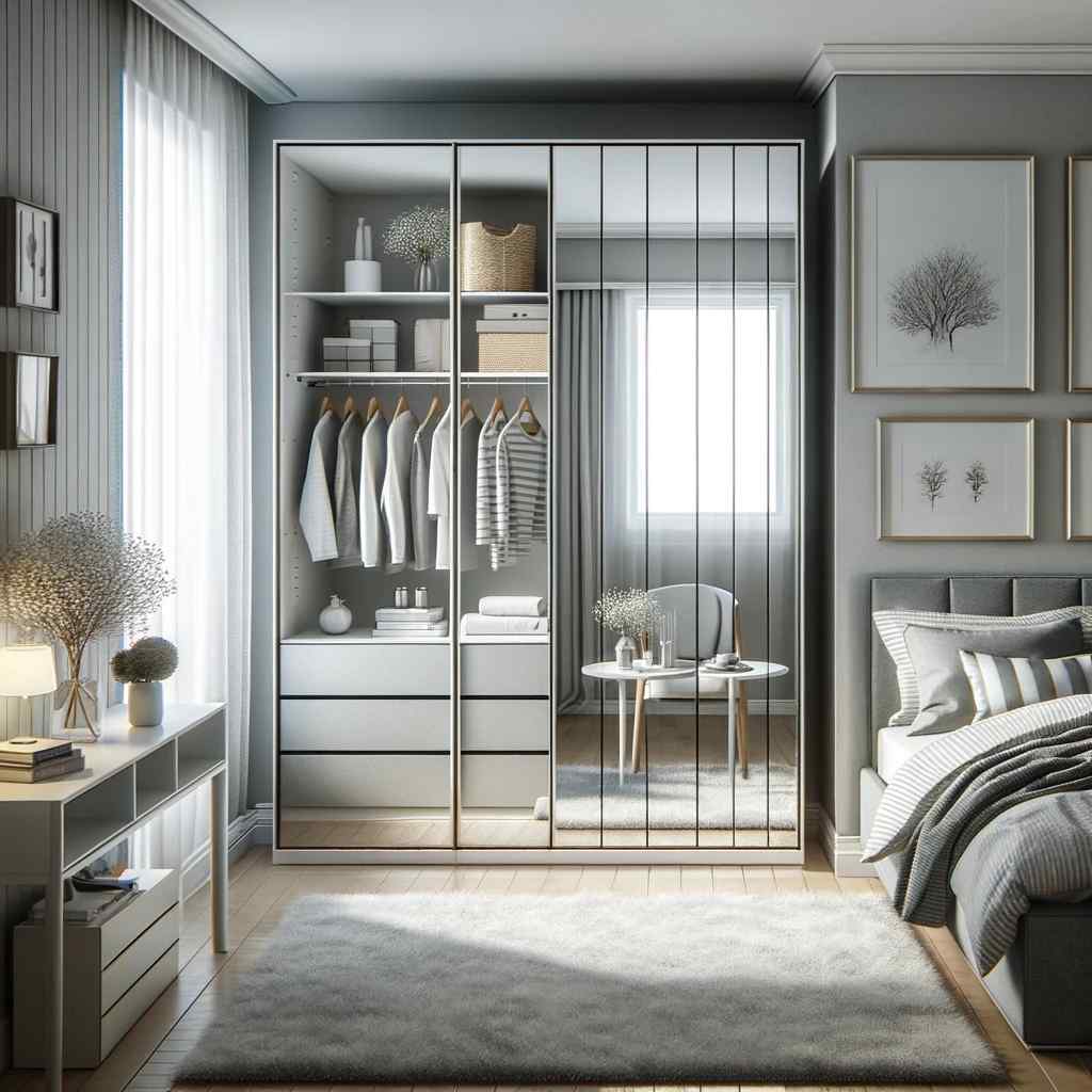 mirrored cupboard wardrobe designs for small room