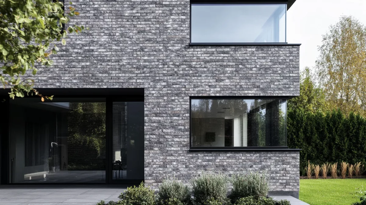 modern front elevation tiles in grey brickwork