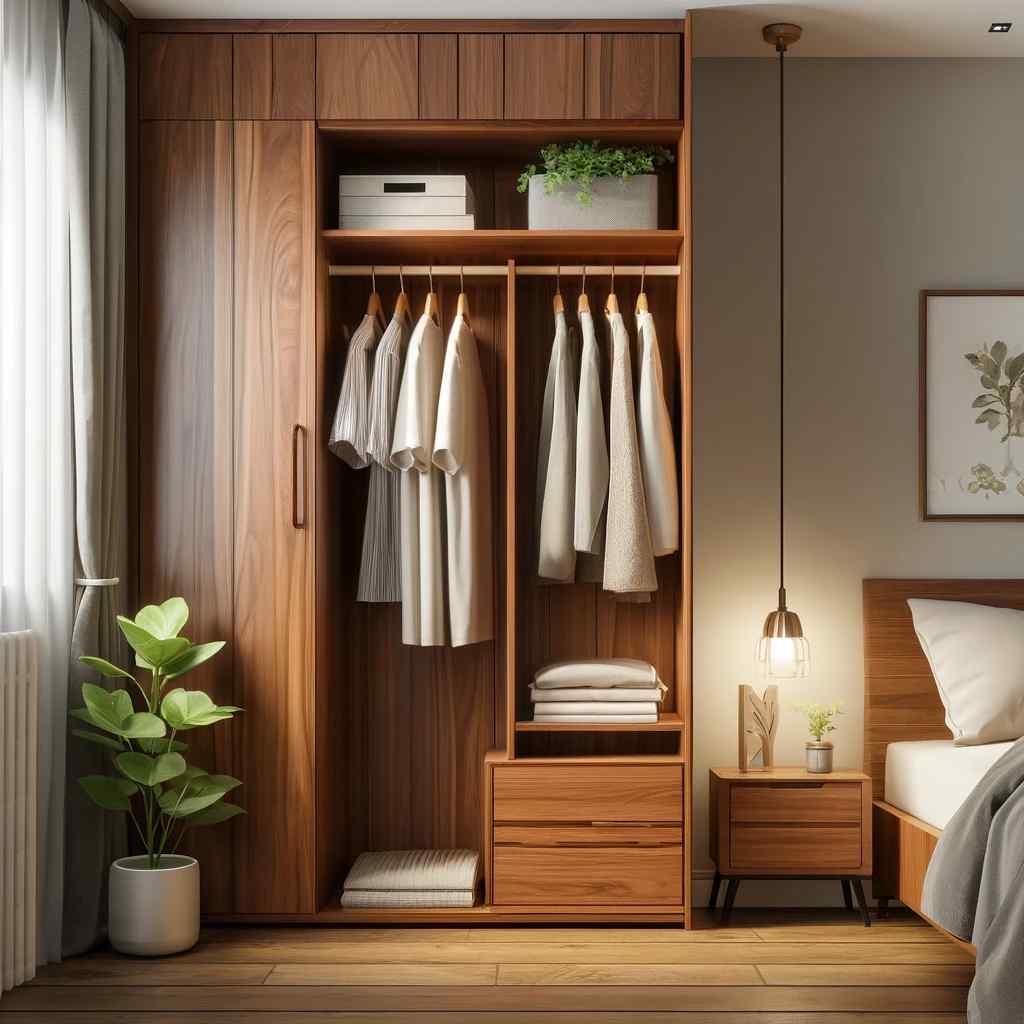 modern wooden wardrobe designs for small bedroom with mirrors