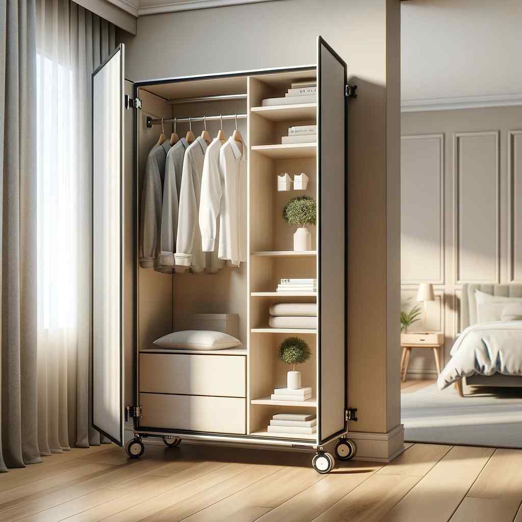 movable wardrobe designs for small bedroom