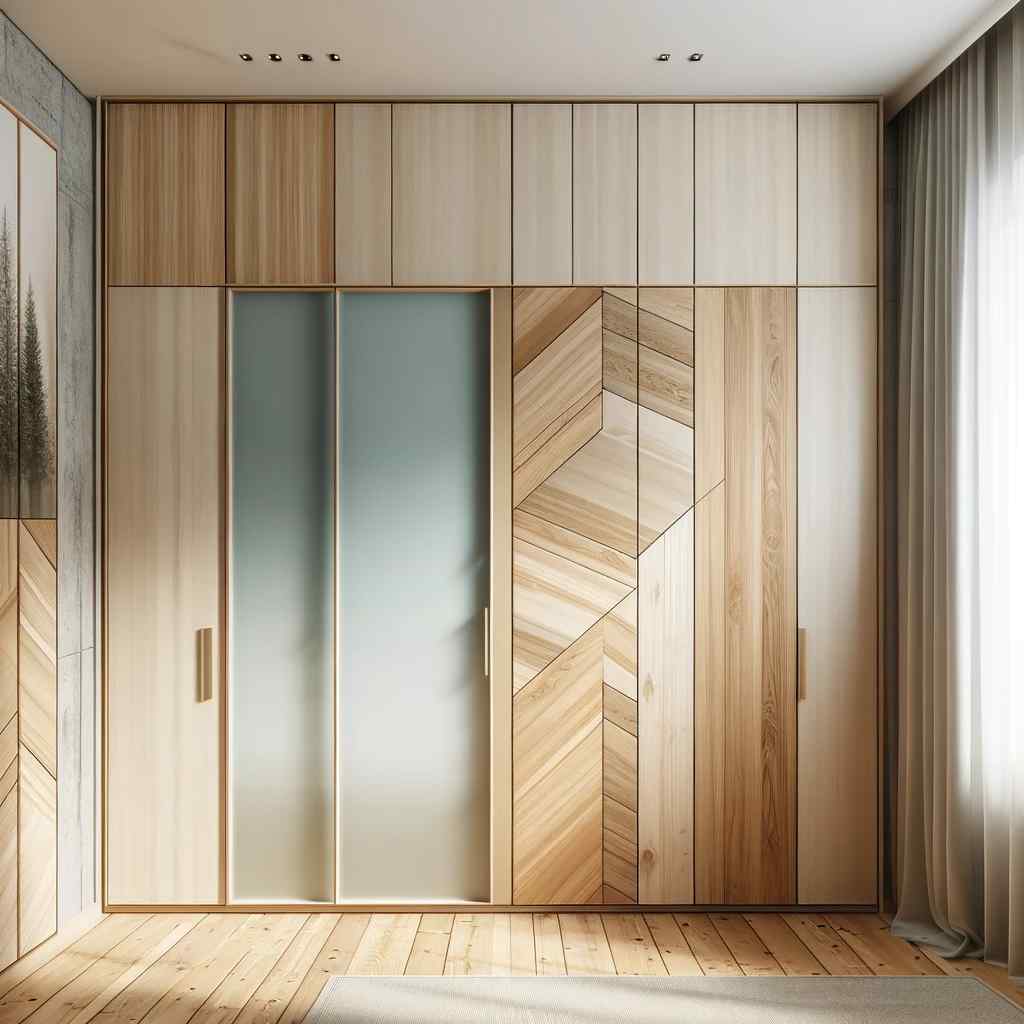 natural wood accents for wardrobe designs with frost and pine simplicity