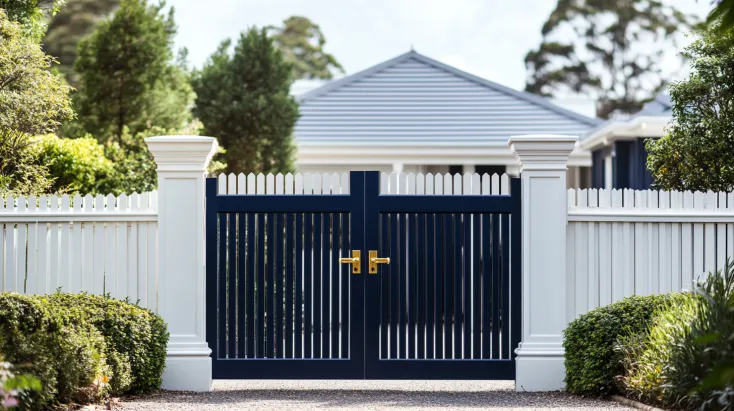 navy blue and white front main gate colour combination