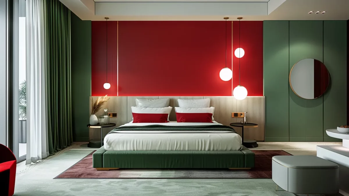 red and green combo bedroom paint colour