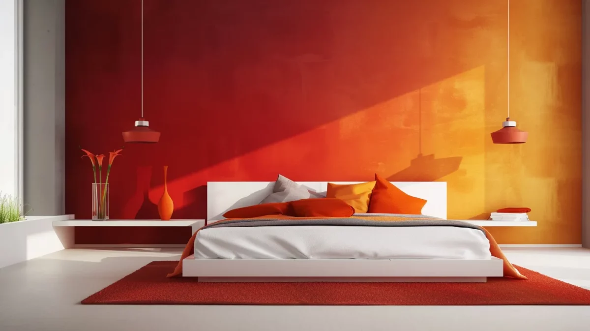 red and orange bedroom paint colour