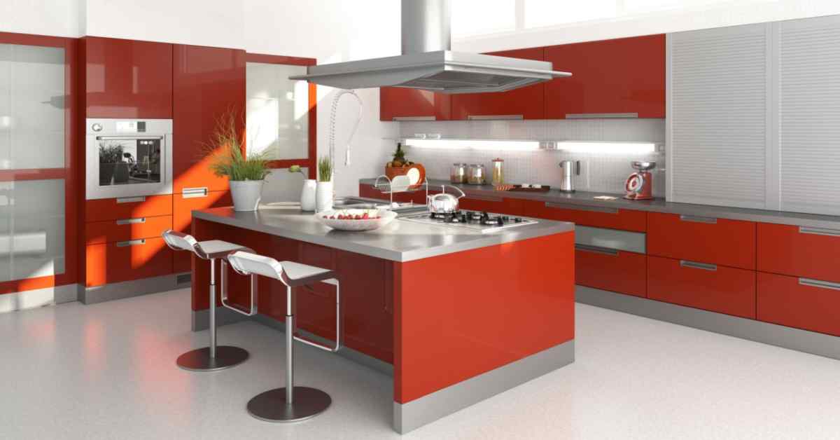 red and orange colour kitchen as per vastu