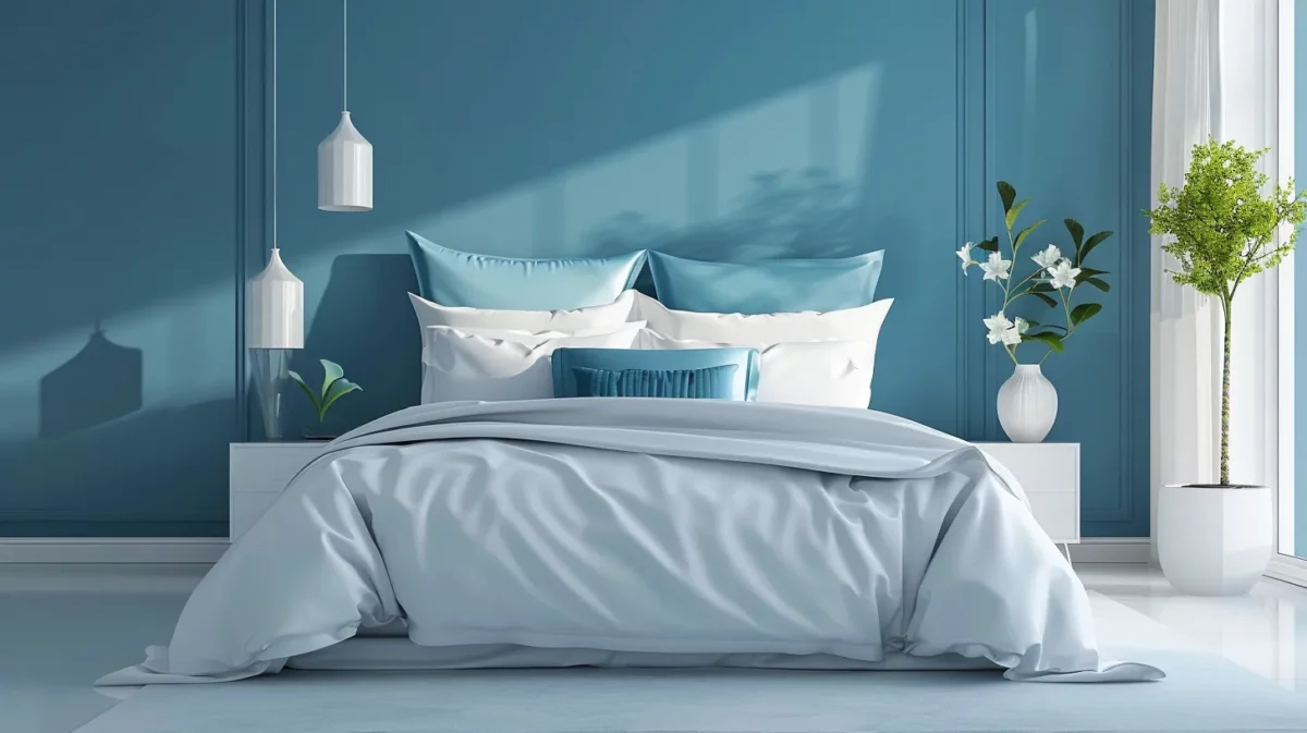 tranquil blue bedroom paint colour