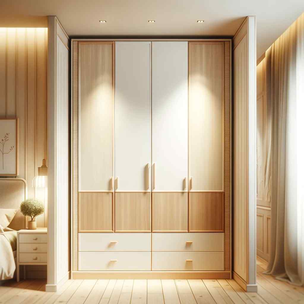 two colour combination wardrobe design for creating a soft and inviting space