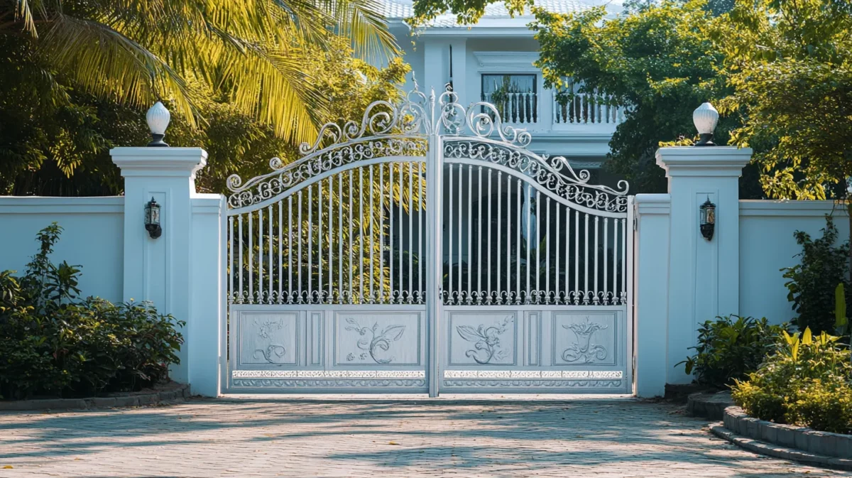 white and silver main gate colour combination