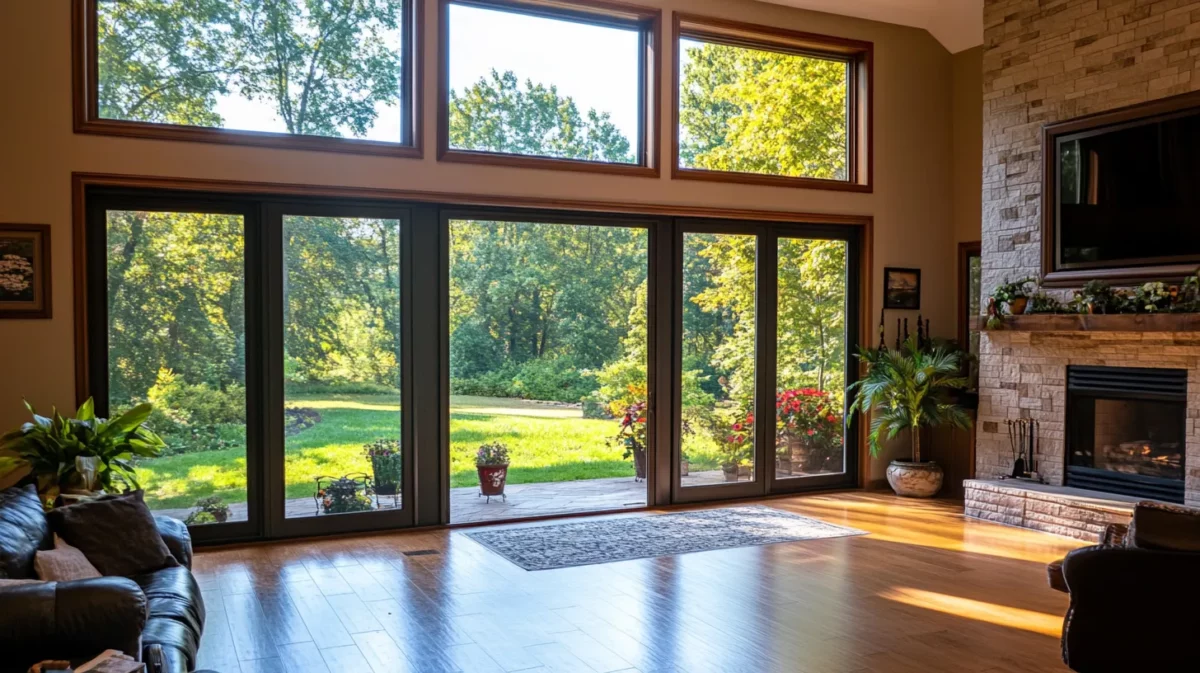 windows with large sliding glass panels