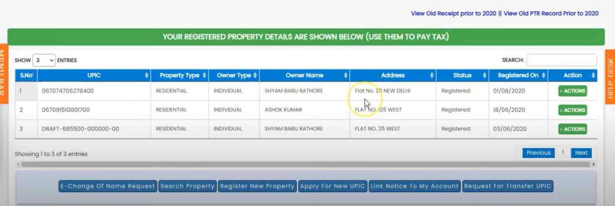 verify otp ndmc property tax online