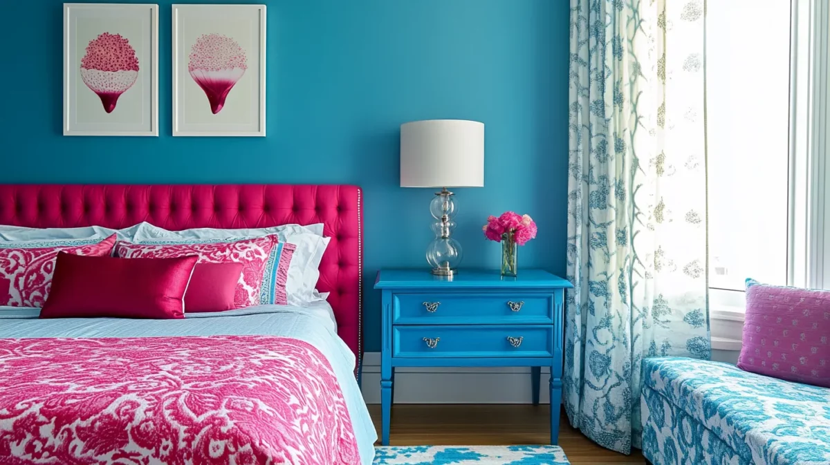 aqua and raspberry colour combinations for bedroom walls