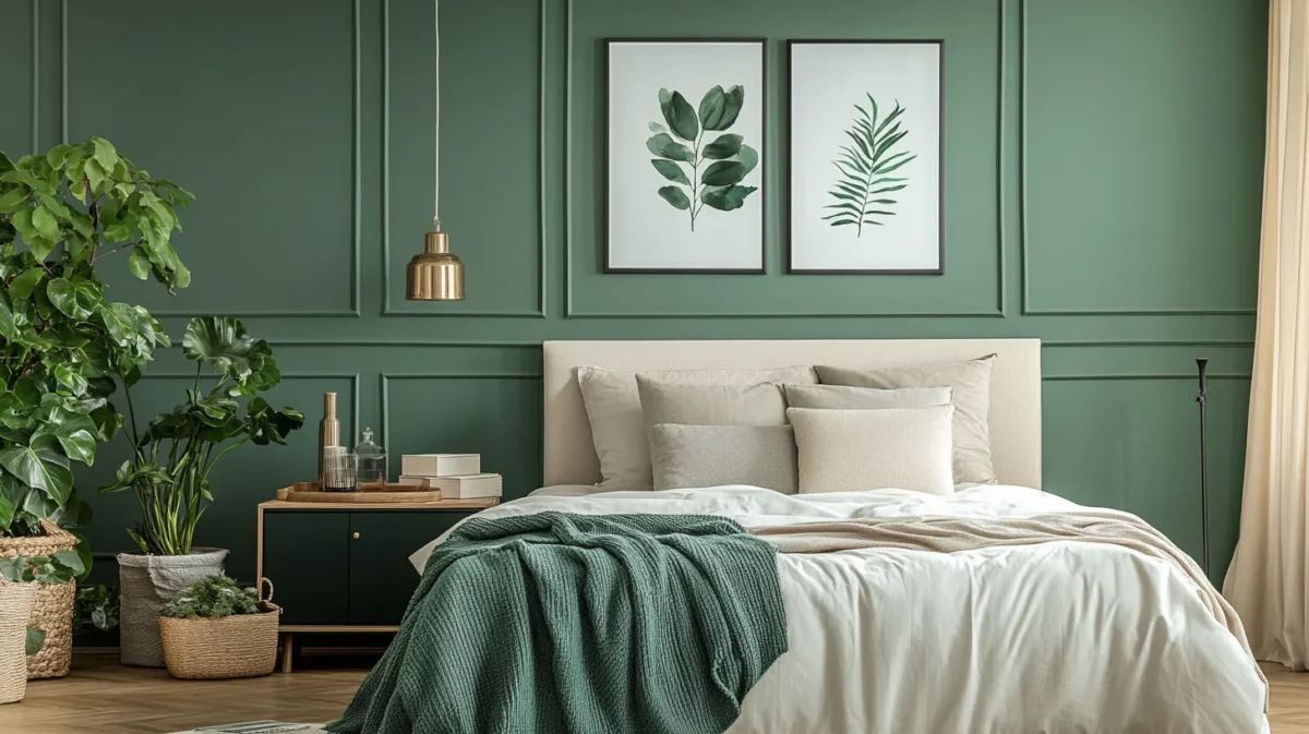 beige and lush green colour combinations for bedroom walls