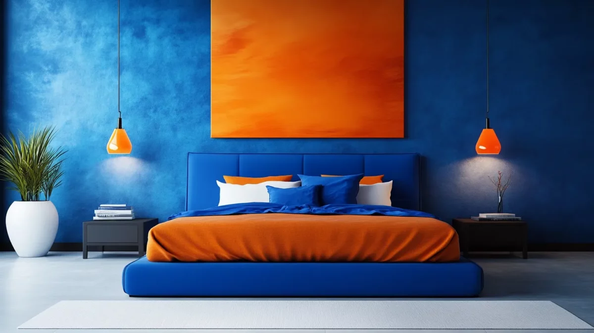 blue and orange colour combinations for bedroom walls