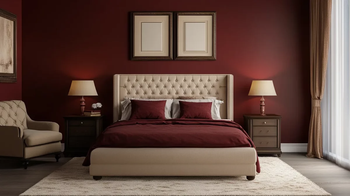 burgundy and beige colour combinations for bedroom walls