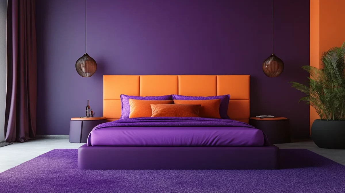 burnt orange and purple colour combinations for bedroom walls