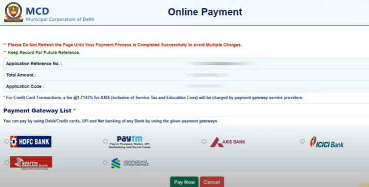 choose payment method in edmc property tax payment online