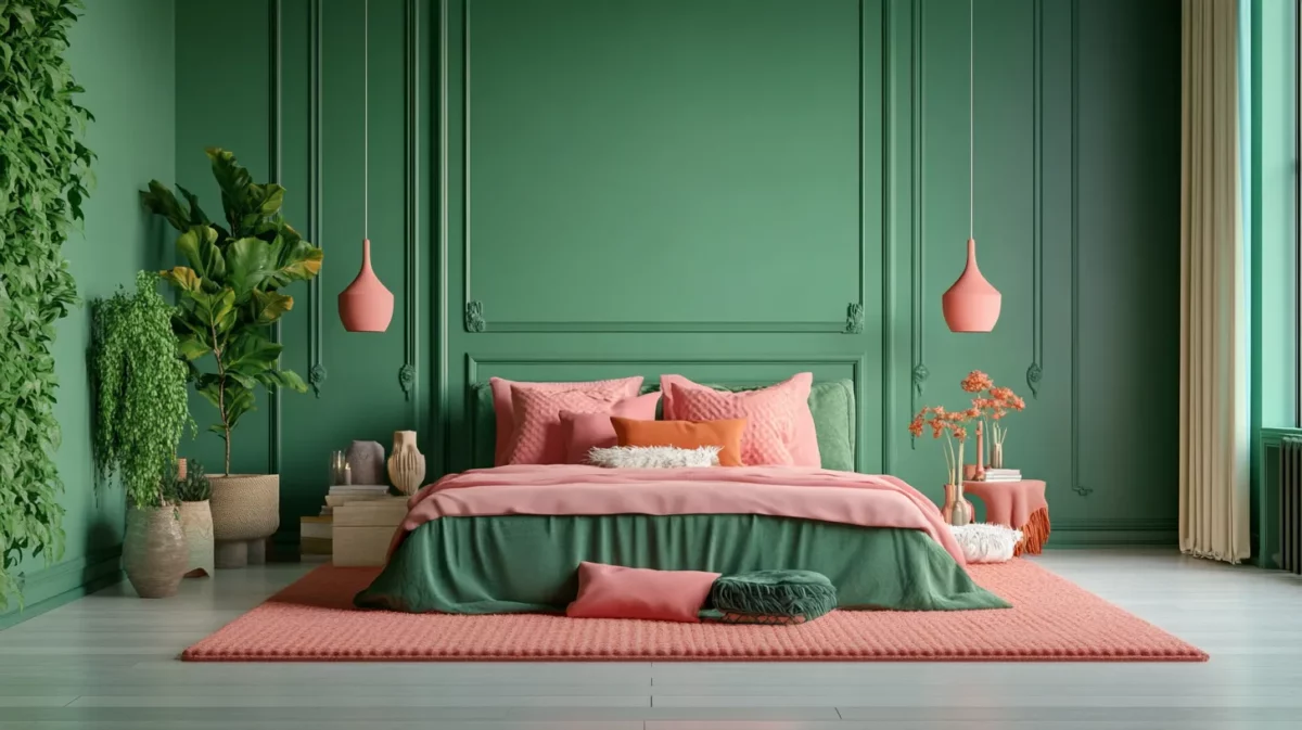 green and pink colour combinations for bedroom walls