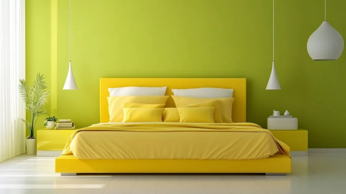 green and yellow bed colour combinations for bedroom walls